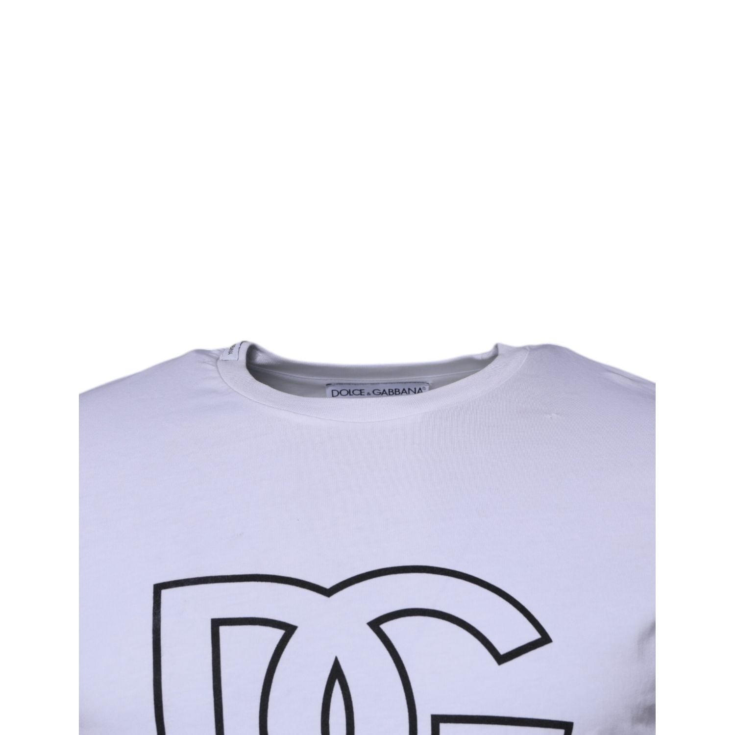 Dolce & Gabbana White DG Logo Cotton Crew Neck T-shirt