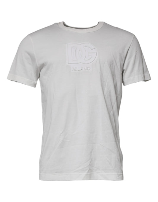 Dolce & Gabbana White DG Logo Cotton Crew Neck T-shirt TSH87377-50