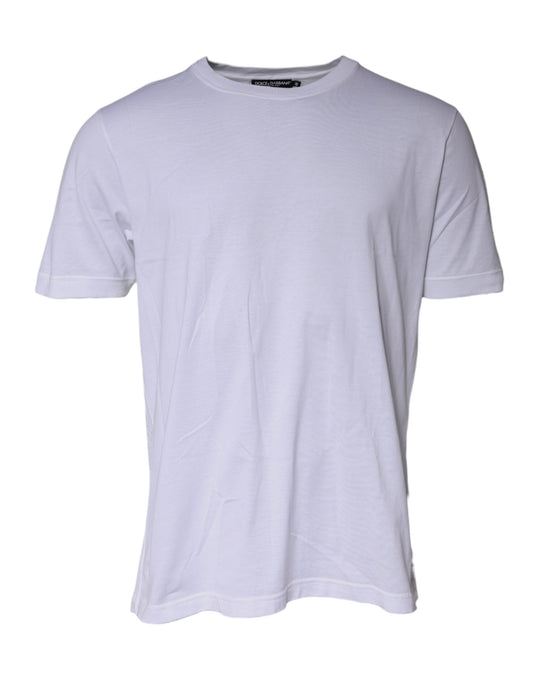 Dolce & Gabbana White Cotton Crew Neck Short Sleeves T-shirt TSH87404-48