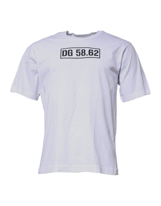 Dolce & Gabbana White DG Logo Cotton Crew Neck T-shirt TSH87412-50
