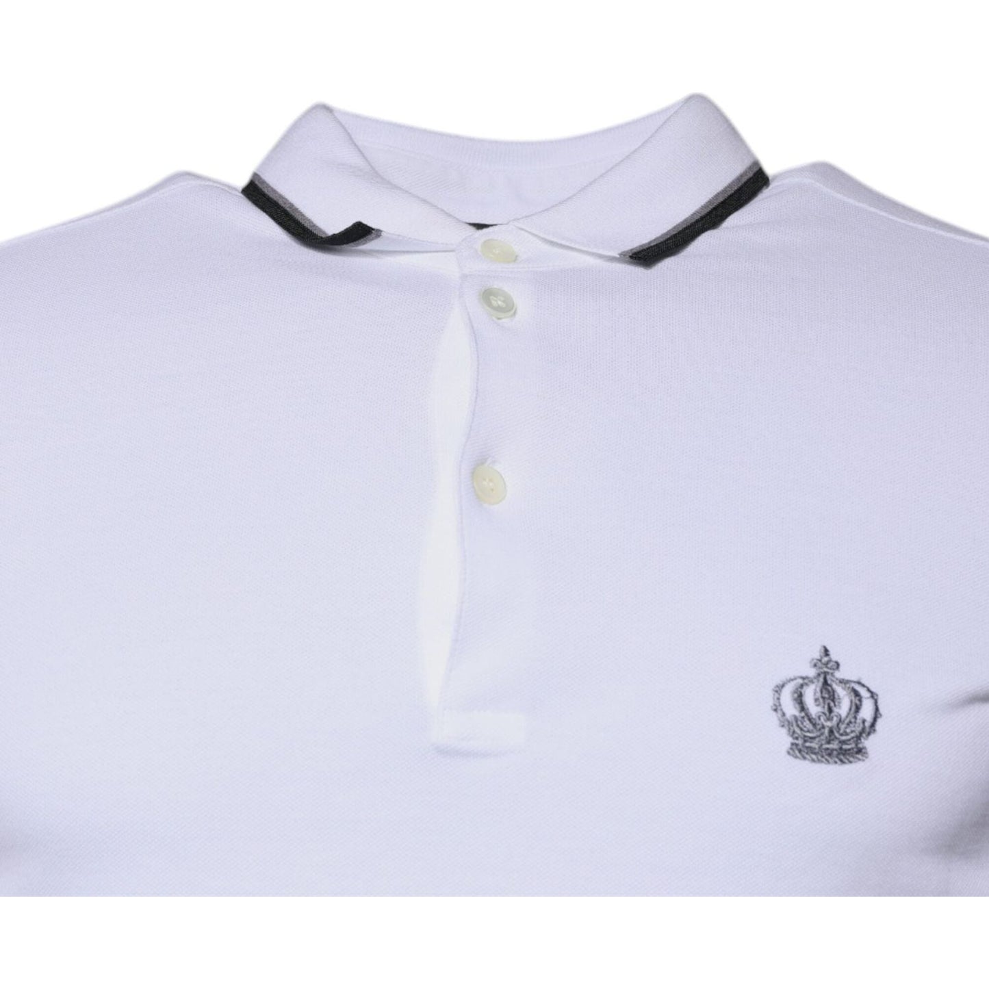 Dolce & Gabbana White Cotton Crown Collared Polo T-shirt TSH87431-44