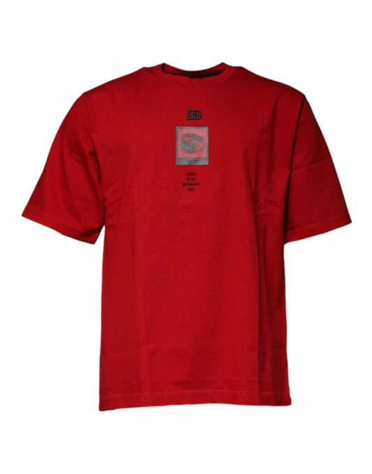 Dolce & Gabbana Red DG Eye Cotton Crew Neck T-shirt TSH87472-44