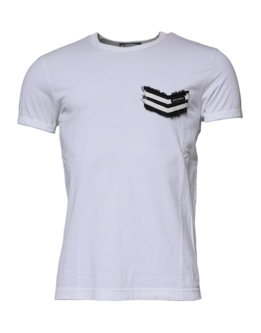 Dolce & Gabbana White Stripes Crew Neck Short Sleeves T-shirt TSH87496-48