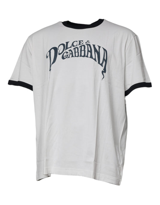 Dolce & Gabbana White Graphic Print Cotton Crew Neck T-shirt TSH87522-60