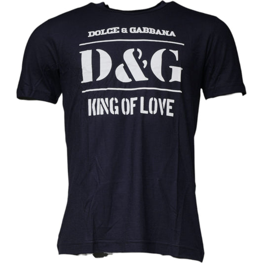 Dolce & Gabbana Blue D&G King Of Love Cotton Crew Neck T-shirt TSH87539-50