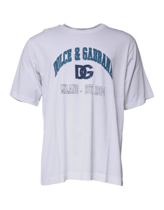 Dolce & Gabbana White DG Milano Cotton Crew Neck T-shirt TSH87540-52