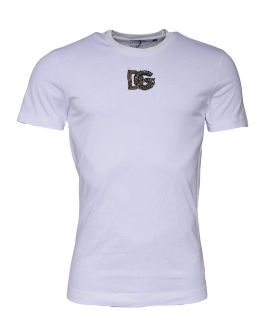 Dolce & Gabbana White DG Logo Cotton Crew Neck T-shirt TSH87557-44