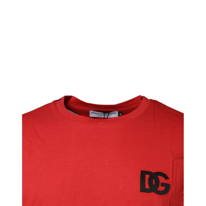 Dolce & Gabbana Red DG Logo Cotton Crew Neck T-shirt