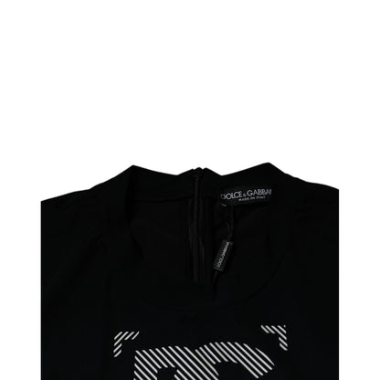 Dolce & Gabbana Black Graphic Print Nylon Crew Neck T-shirt