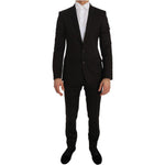 Dolce & Gabbana Elegant Brown Jacquard Martini Suit Suit Dolce & Gabbana Black