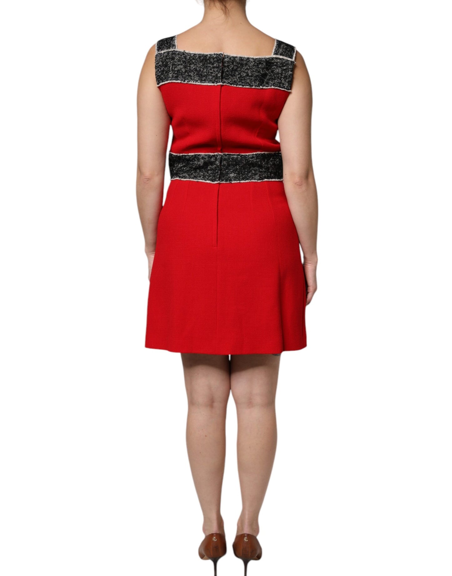 Dolce & Gabbana Red Wool Sleeveless A-line Flared Mini Dress DR281211-44