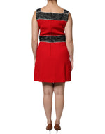Dolce & Gabbana Red Wool Sleeveless A-line Flared Mini Dress DR281211-44