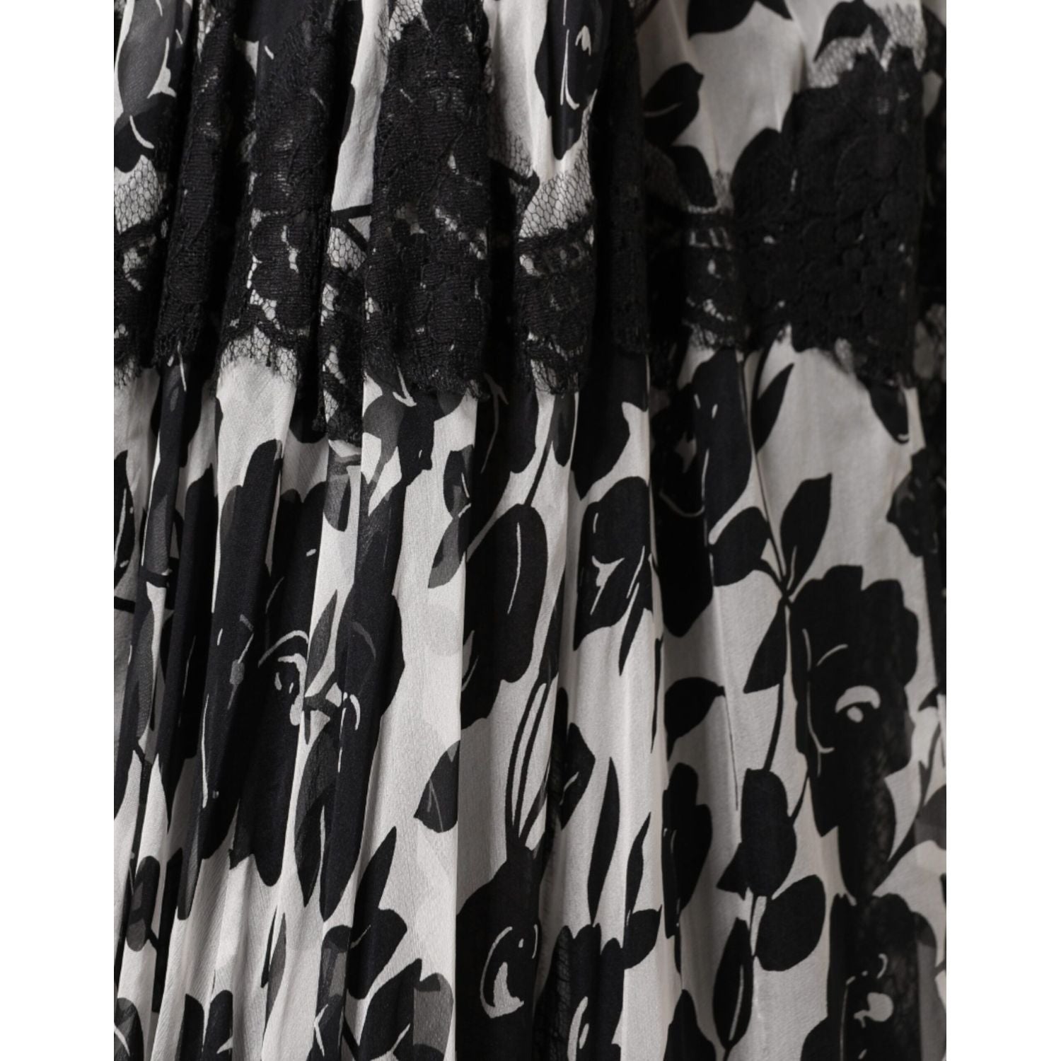 Dolce & Gabbana Black Silk Floral Lace Ricamo Ball Maxi Dress