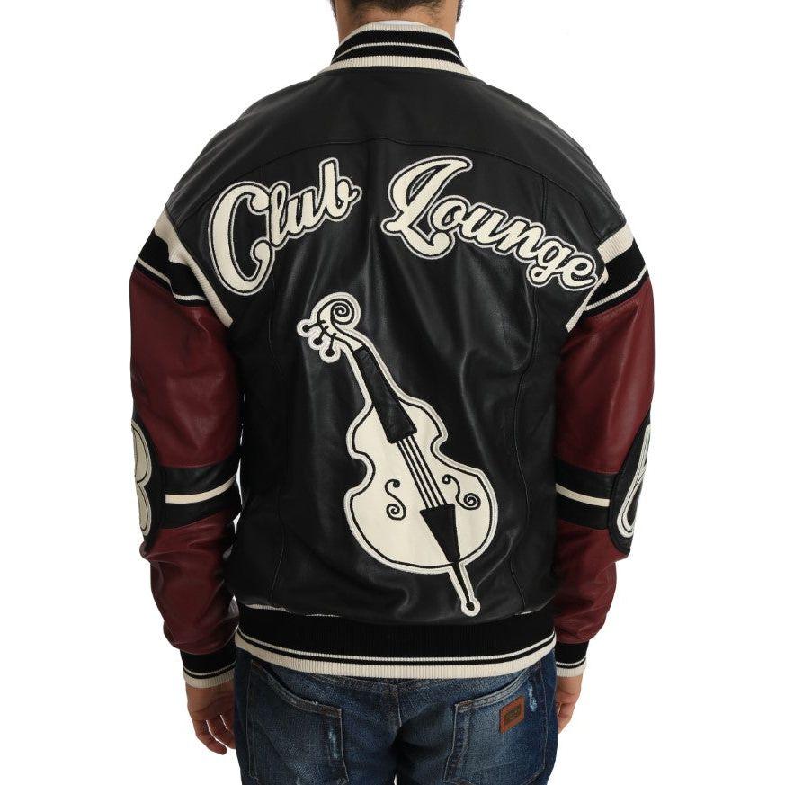 Dolce & Gabbana Leather Club Lounge Black Red Jacket JKT1103-1