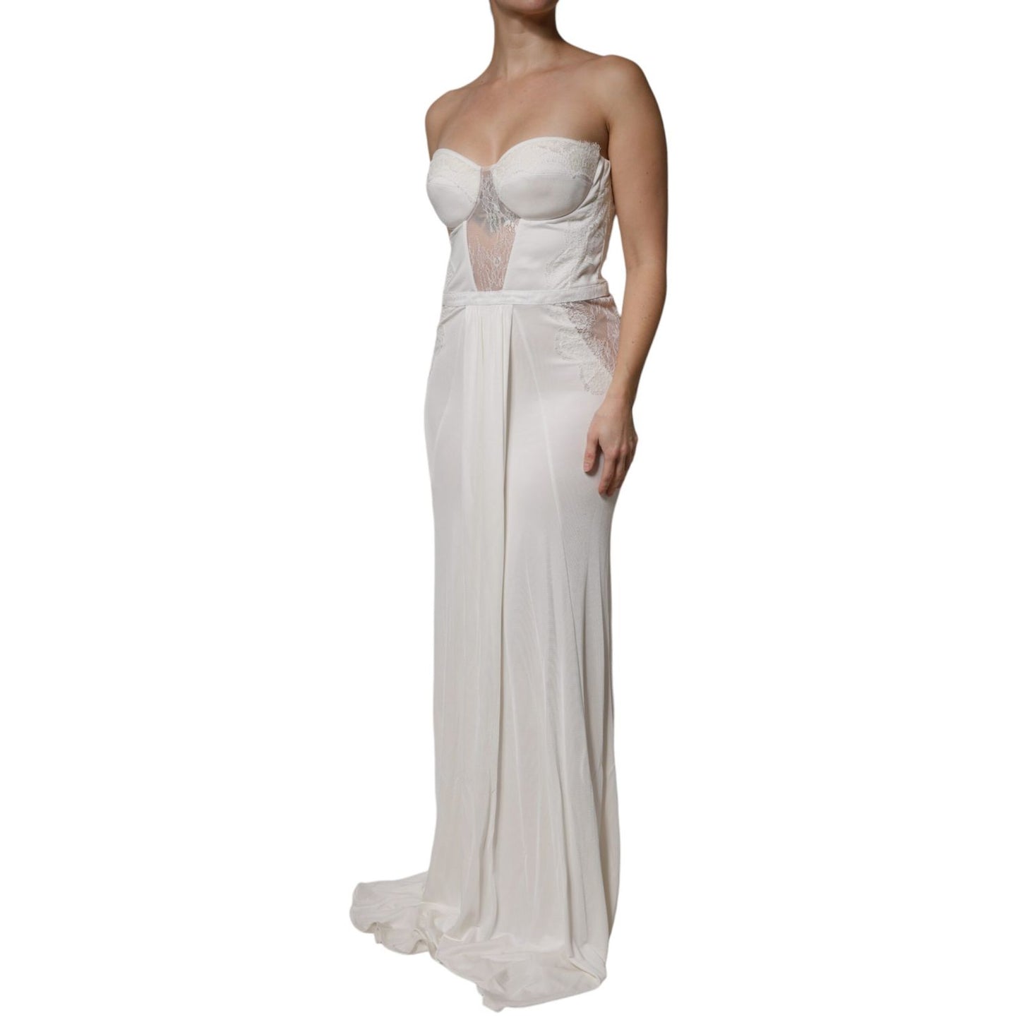 Elisabetta Franchi White Strapless Bustier Mermaid Gown Dress DR281428-46