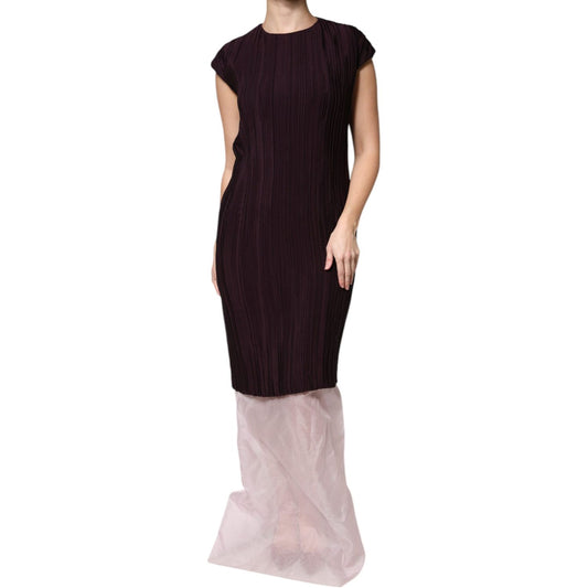 Barbara Casasola Brown Silk Short Sleeves Sheath Maxi Dress DR281436-40