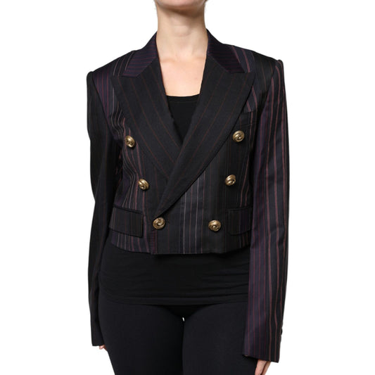 Dolce & Gabbana Multicolor Stripes Wool Cropped Blazer Coat Jacket JKT4179-40
