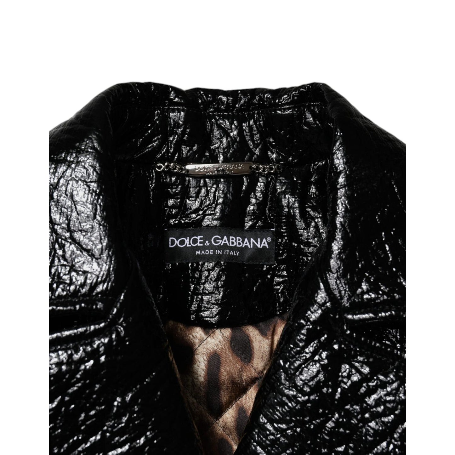 Dolce & Gabbana Black Leather Cropped Long Sleeve Coat Jacket JKT4181-40