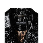 Dolce & Gabbana Black Leather Cropped Long Sleeve Coat Jacket JKT4181-40