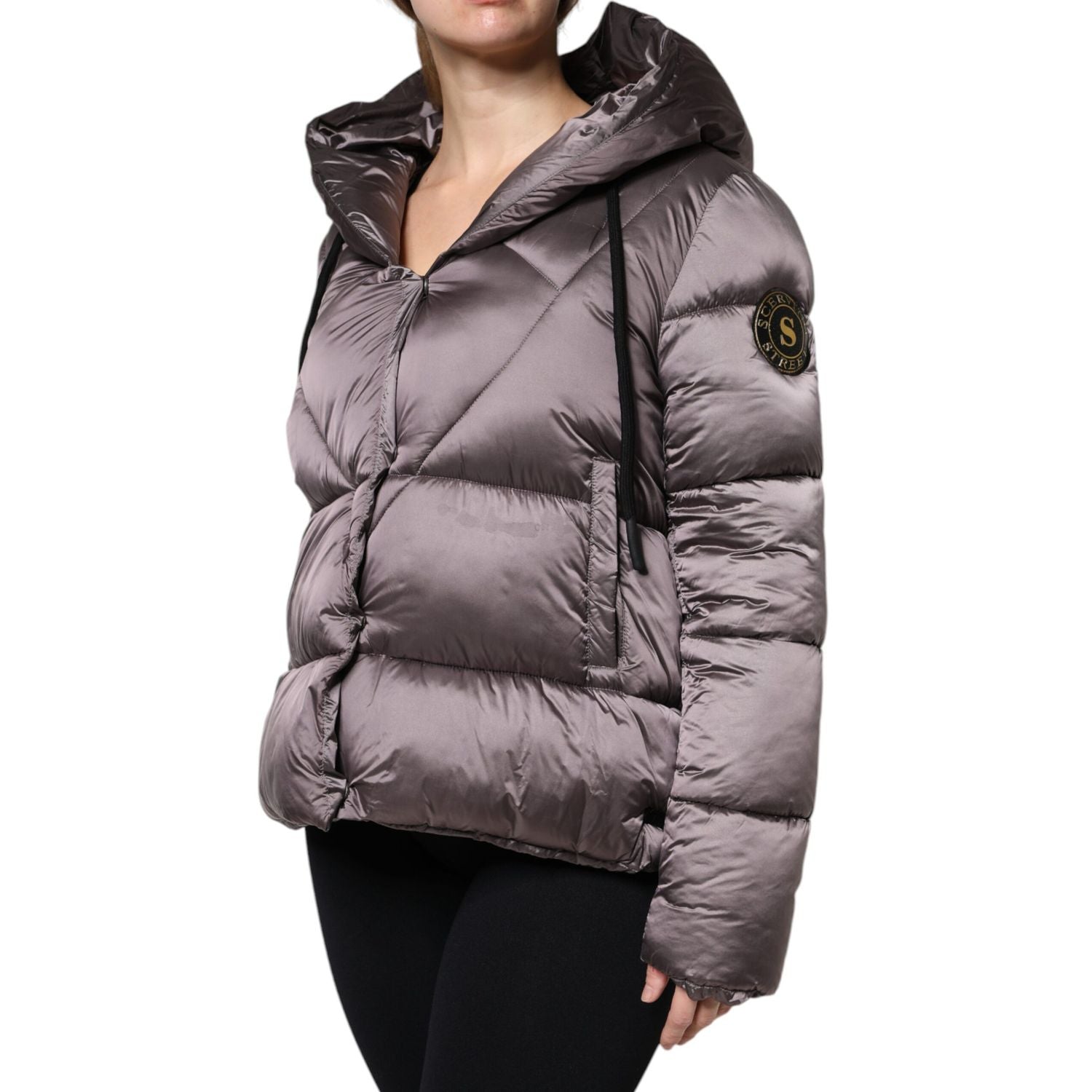 Scervino Street Violet Puffer Quilted Hooded Women Coat Jacket