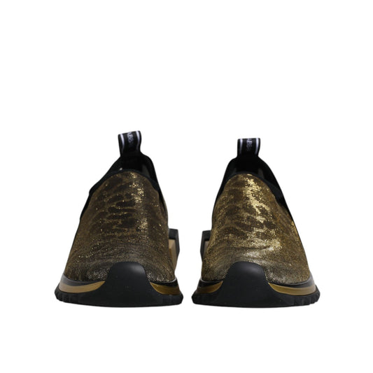 Dolce & Gabbana Gold Glitter Leopard Sorrento Sneakers Shoes LA12203-36