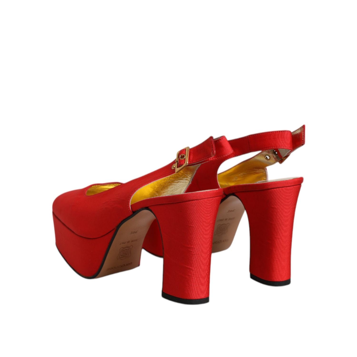 Dolce & Gabbana Red Platform Slingback Heels Sandals Shoes