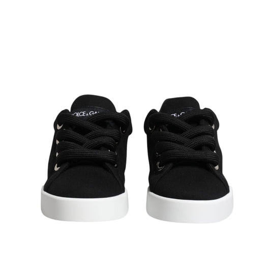 Dolce & Gabbana Black Portofino Low Top Sneakers Shoes LA12255-37
