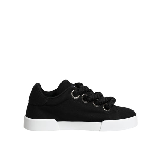 Dolce & Gabbana Black Portofino Low Top Sneakers Shoes LA12255-37