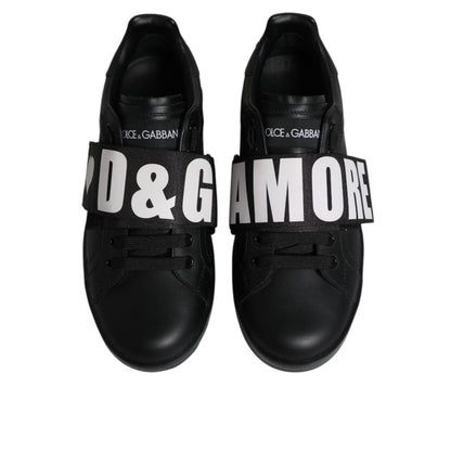 Dolce & Gabbana Black D&G AMORE Low Top Sneakers Shoes