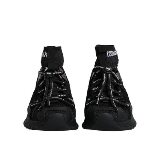 Dolce & Gabbana Black Sorrento Socks Logo Sneakers Shoes LA12260-36