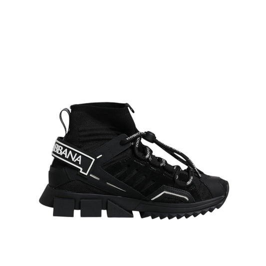 Dolce & Gabbana Black Sorrento Socks Logo Sneakers Shoes LA12260-36