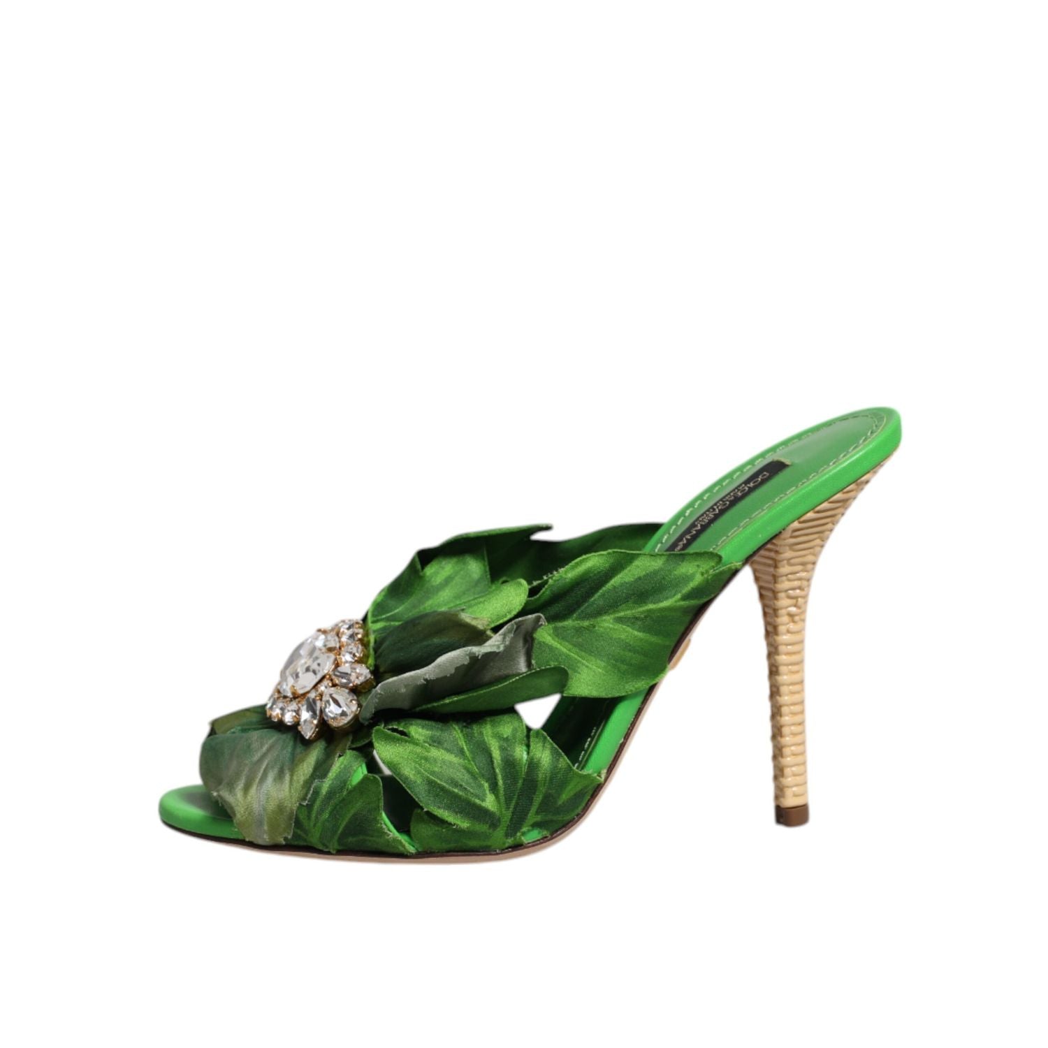 Dolce & Gabbana Green Crystal Slides KEIRA Sandal Shoes