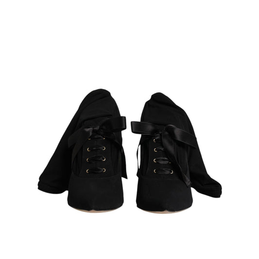Dolce & Gabbana Black Stiletto Heels Mid Calf Boots Shoes LA12275-40.5