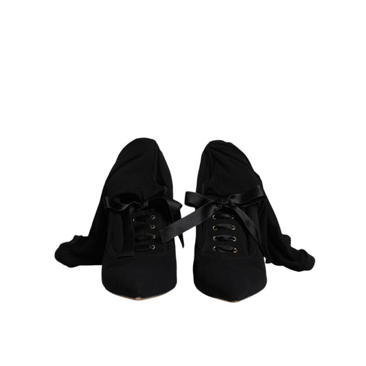Dolce & Gabbana Black Stiletto Heels Mid Calf Boots Shoes LA12277-40