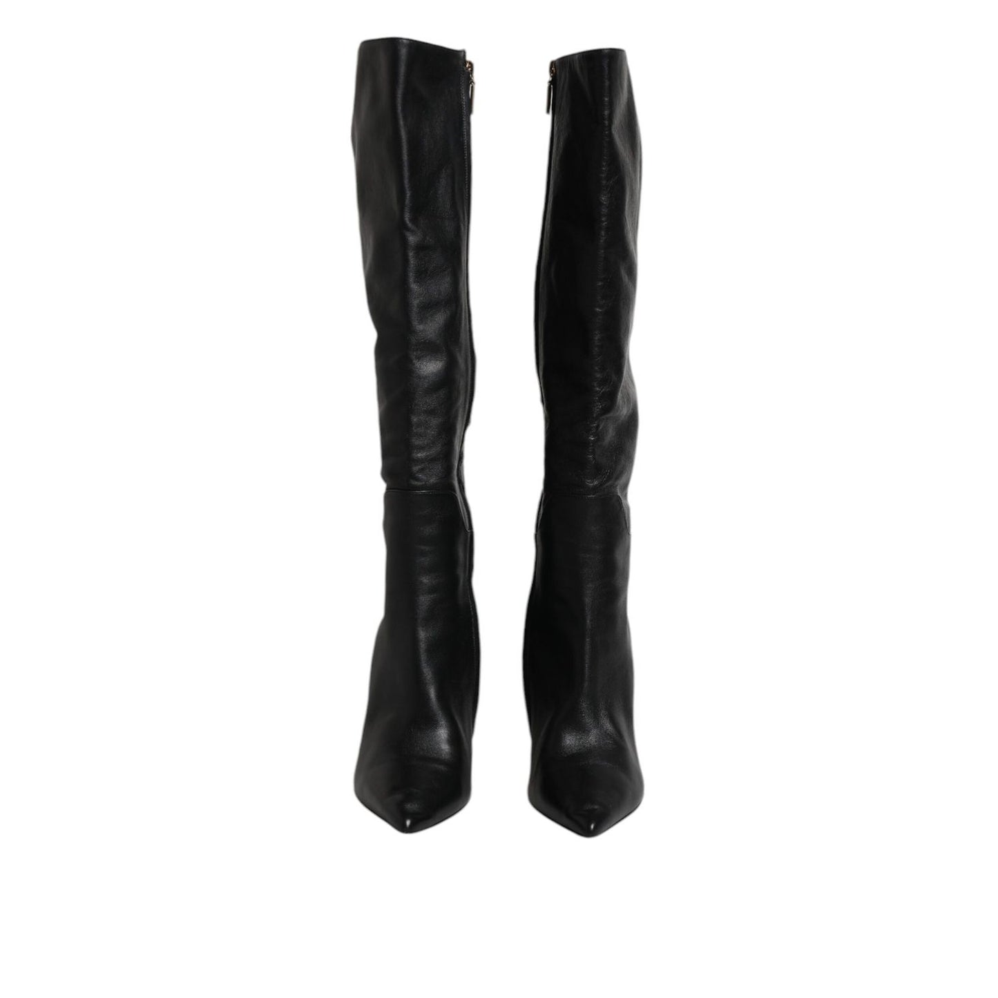 Dolce & Gabbana Black Leather Heels Knee High Boots Shoes LA12280-41