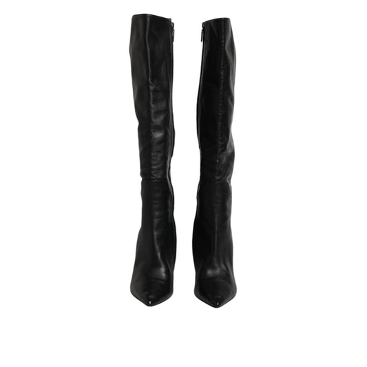 Dolce & Gabbana Black Leather Heels Knee High Boots Shoes LA12280-41
