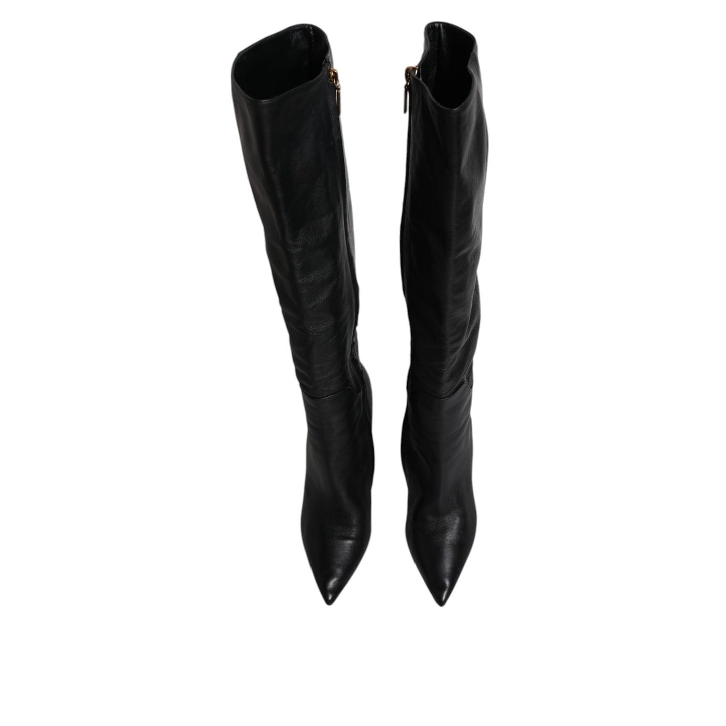 Dolce & Gabbana Black Leather Heels Knee High Boots Shoes LA12280-41