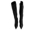 Dolce & Gabbana Black Leather Heels Knee High Boots Shoes LA12280-41
