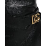 Dolce & Gabbana Black Leather Heels Knee High Boots Shoes LA12280-41