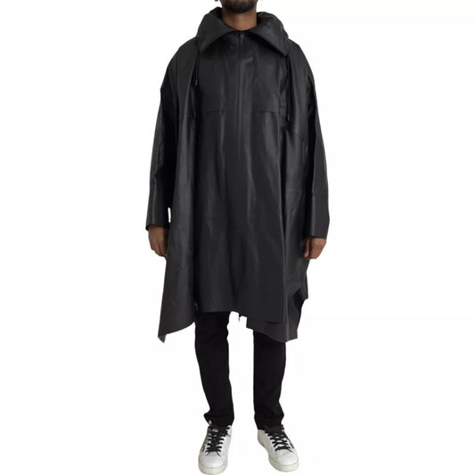 Bottega Veneta Black Leather Hooded Men Trenchcoat Jacket JKT4065-48