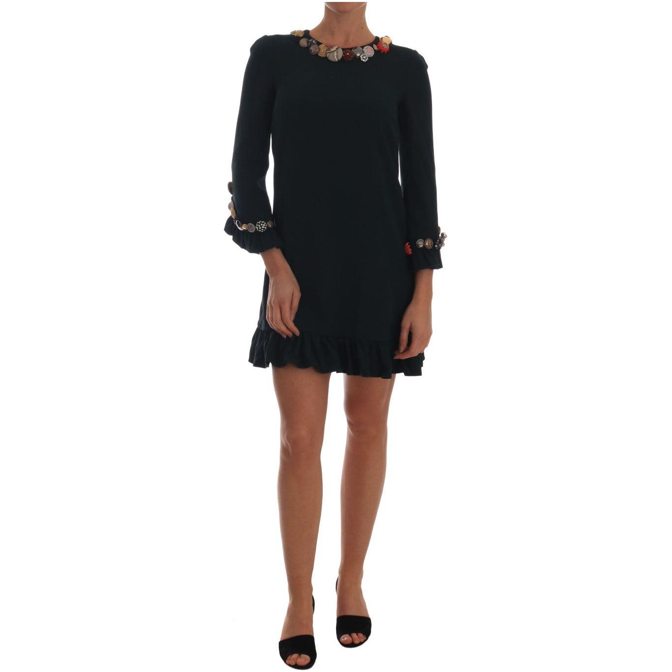 Dolce & Gabbana Crystal Green Stretch A-Line Short Dress