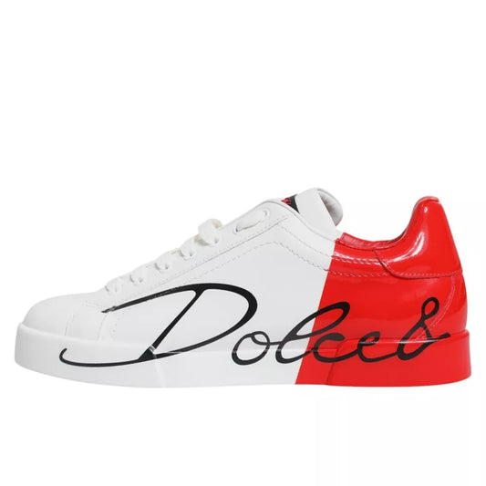 Dolce & Gabbana White Red Portofino Low Top Sneakers Shoes MV7464#5-40