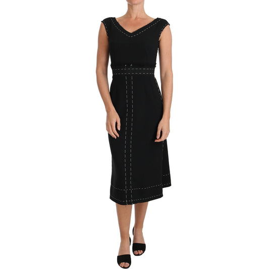 Dolce & Gabbana Black Wool Stretch A-line Sheath Dress DR1478-2