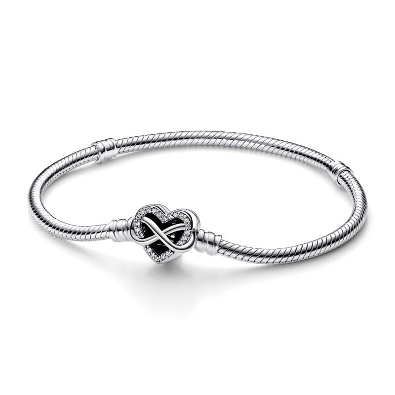 PANDORA Mod. SPARKLING INFINITY HEART CLASP SNAKE CHAIN BRACELET