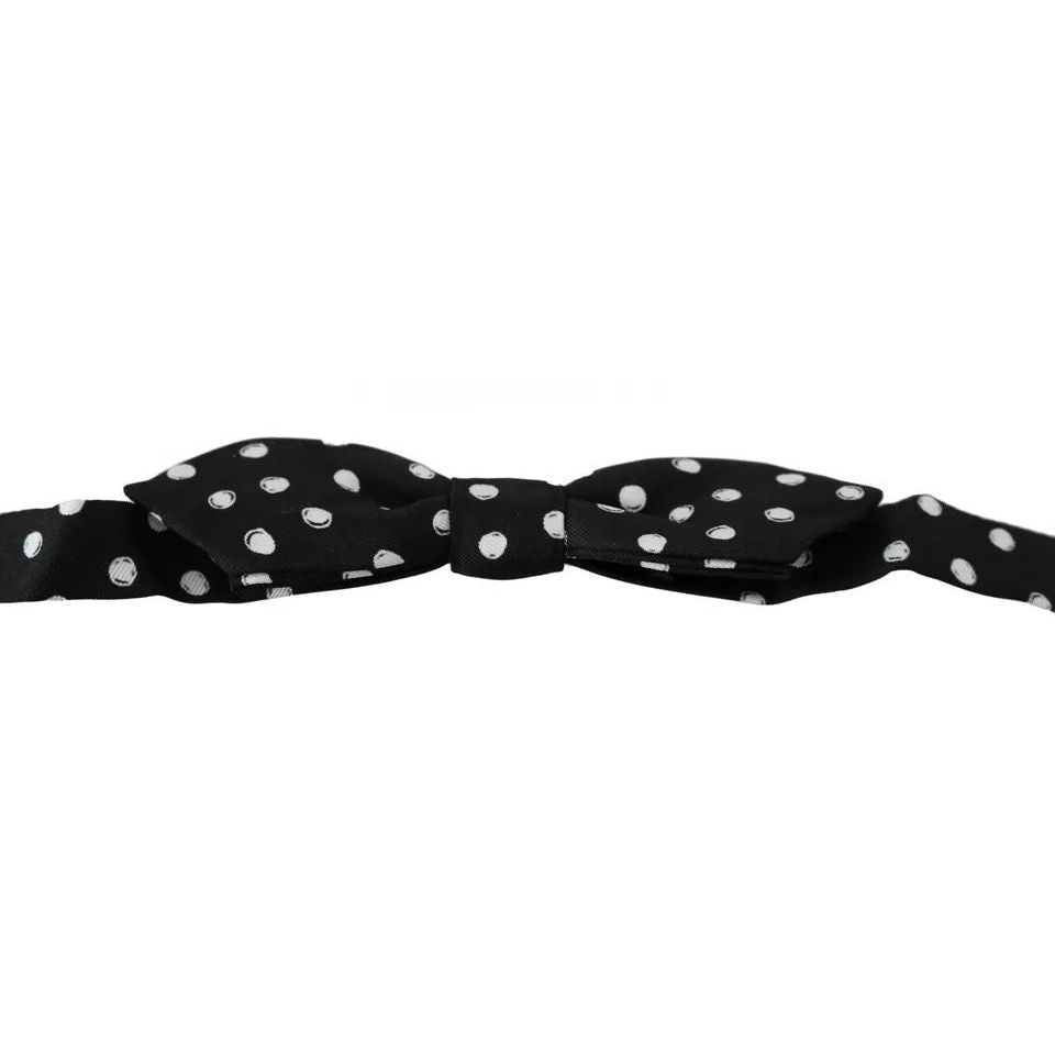 Dolce & Gabbana Black Polka Dots Adjustable Neck Bow Tie FT2040