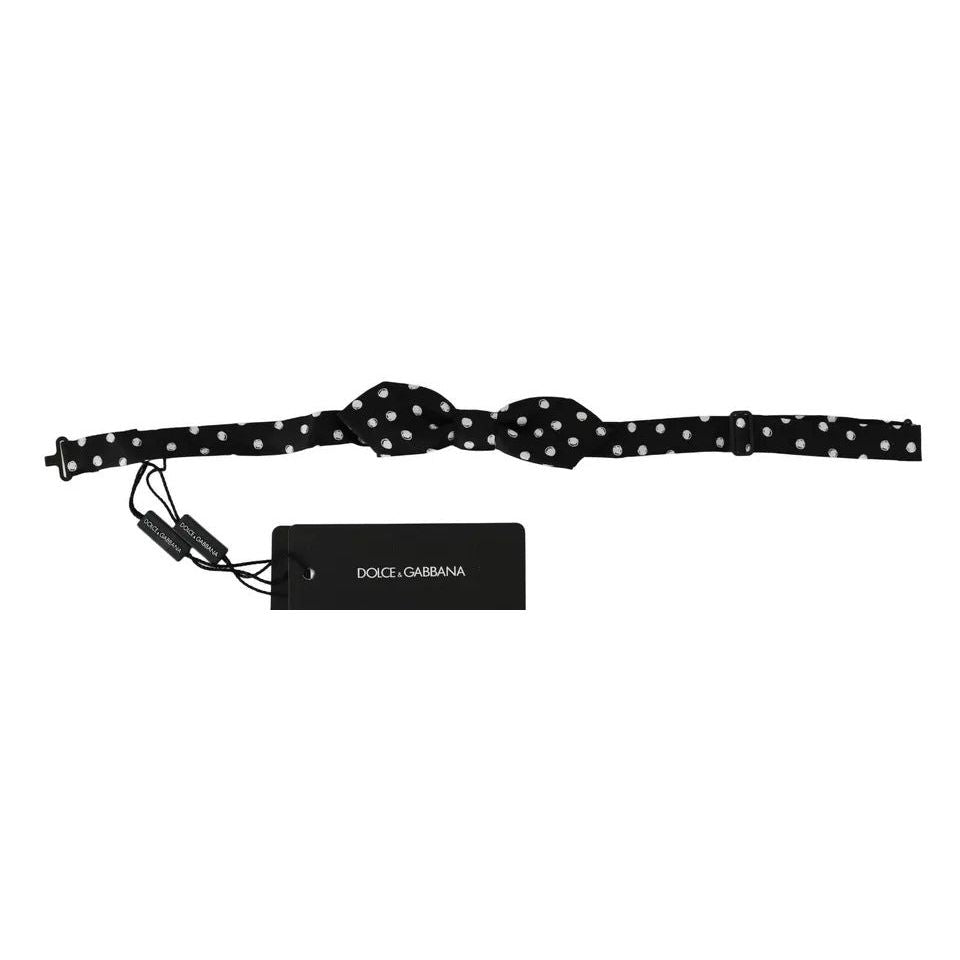 Dolce & Gabbana Black Polka Dots Adjustable Neck Bow Tie FT2040