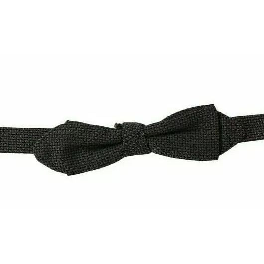 Dolce & Gabbana Gray Pattern Silk Adjustable Neck Bow Tie