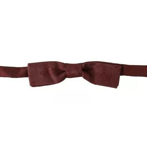 Dolce & Gabbana Bordeaux Silk Floral Faille Adjustable Bow Tie FT1020