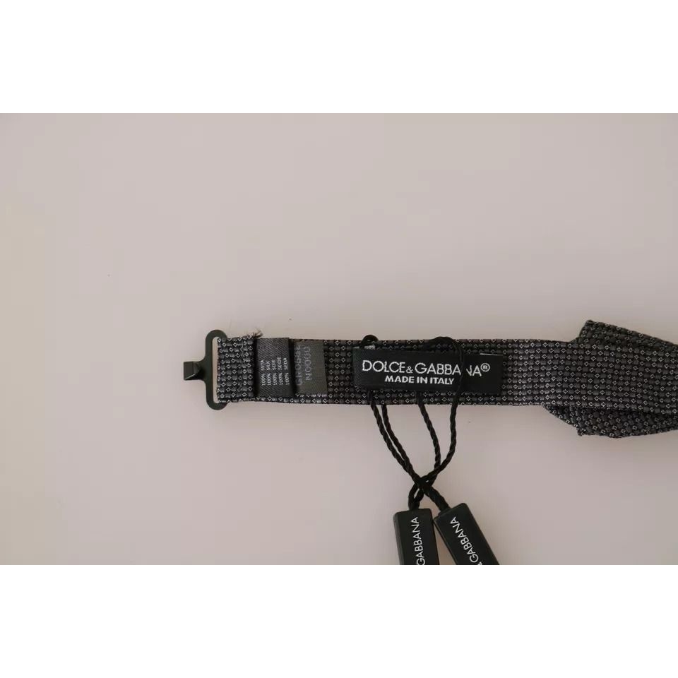 Dolce & Gabbana Gray Silk Patterned Mens Necktie Bow Tie