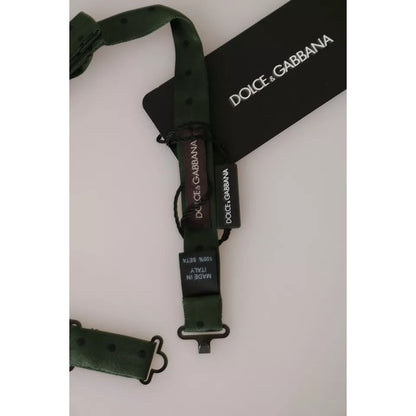 Dolce & Gabbana Green Silk Dotted Mens Necktie Bow Tie